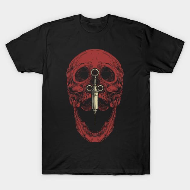 Skull and Syringe T-Shirt by affan2fly